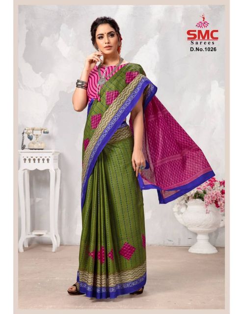 Smc Parvathi Casual Daily Wear Cotton Printed Latest Saree Collection